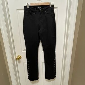 Joseph Ribkoff Black Ankle Jeans with Button Accents